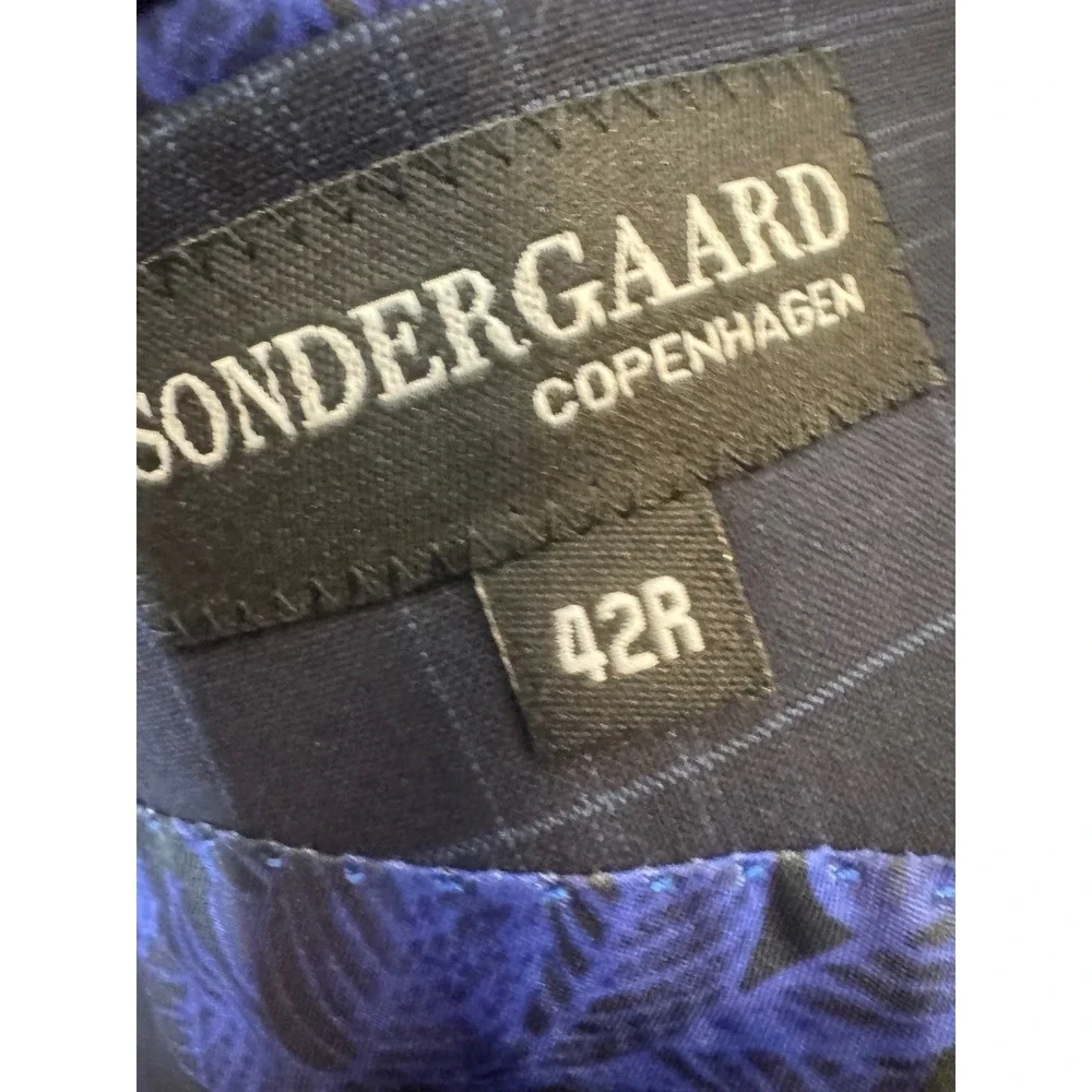 Sondergaard Copenhagen Mens 42R Slim Fit Navy Blue Windowpane Plaid Blazer